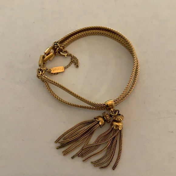 Vintage Monet gold tone bracelet with tassels